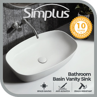 Simplus Rectangle Ceramic Basin Vanity Sink Hand Wash Bowl Above Counter 60X38CM