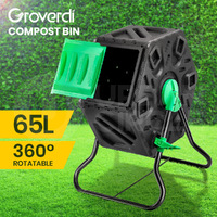 Groverdi Compost Bin 65L Compost Tumbler Chamber Composter 360¡ã Rotating Recycle