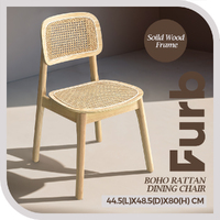 Furb Dining Chairs Set of 2 Rattan Accent Kitchen Chair Natural
