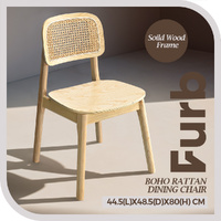 Furb 2X Rattan Dining Chairs Rubberwood Kitchen Accent Lounge Chair Light Wood