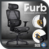 Furb Ergonomic Office Chair Recliner adjustable for Work Games Study Black