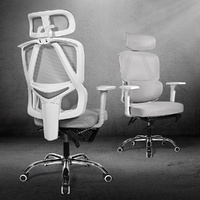 Furb Ergonomic Office Chair Desk Chair with Foam Seat Adjustable Headres Grey