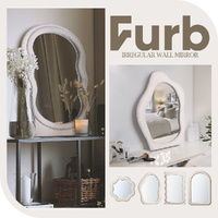 Furb Wall Mirror Irregular Shape Makeup Vanity Mirror Fabric Frame Home Decor