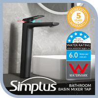 Simpuls Bathroom Vanity Tall Basin Mixer Tap Laundry Sink Brass Faucet Black