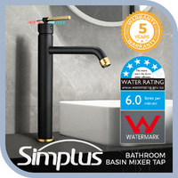 Simpuls Bathroom Vanity Tall Basin Mixer Tap Laundry Sink SS304 Faucet Black