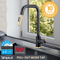 Pull Out Kitchen Sink Mixer Tap Laundry Faucet Taps Swivel Matt Black