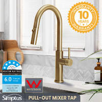Pull Out Kitchen Sink Mixer Faucet Tap 360° Swivel Spout Brushed Gold