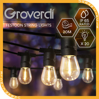 Groverdi 20M LED Festoon String Lights Christmas Lighting Wedding Party Garden