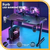 Furb 120cm Gaming Desk RGB LED Computer Office Z Shaped Desk Carbon Fiber Table