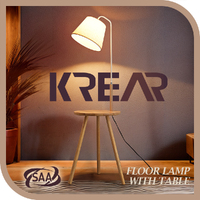 Krear Floor Lamp with Table, Standing Reading Bedroom Light Tripod Legs 140CM