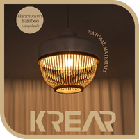 Krear Pendant Lamp Bamboo Pendant Light Living Room Dining Room Kitchen Hanging Light