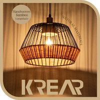 Krear Pendant Lamp Bamboo Pendant Light Living Room Dining Room Kitchen Hanging Light