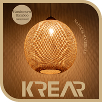 Krear Pendant Lamp Bamboo Pendant Light Living Room Dining Room Kitchen Hanging Light