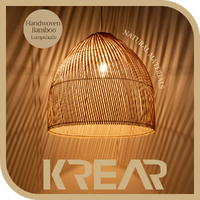 Krear Pendant Lamp Bamboo Pendant Light Living Room Dining Room Kitchen Hanging Light