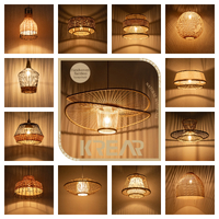 Krear Pendant Lamp Bamboo Pendant Light Living Room Dining Room Kitchen Hanging Light