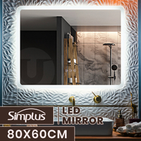 Simplus 80x60CM LED Mirror Bathroom Makeup Wall Mount Vanity Light  Anti-fog