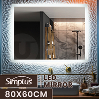 Simplus 80x60CM LED Mirror Bathroom Makeup Wall Mount Vanity Light Anti-fog