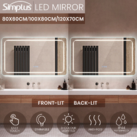 Simplus LED Wall Rectangular Mirror Anti-fog Bathroom Mirrors Large Makeup Light