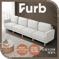 Furb 4 Seater Sofa Couch Lounge Chair Armchair Fabric Beige