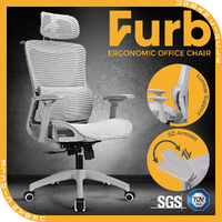 Furb Ergonomic Office Chair Mesh Computer Desk Chair Tilt Mesh Seat Grey