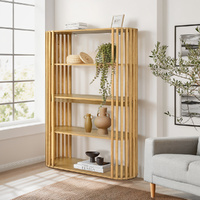 Furb 4-Tier Display Cabinet Storage Rack Wooden Bookshelf Stand Bookcase 100X140