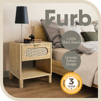 Furb Bedside Table Side End Table Nightstand Storage Desk for Bedroom Furniture