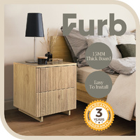 Furb Bedside Table with 2 Storage Drawers Nightstand Storage End Side Tables