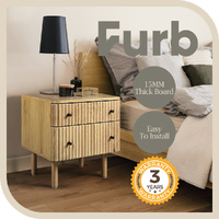 Furb Bedside Table with 2 Drawers Side Tables Nightstand Storage Cabinet
