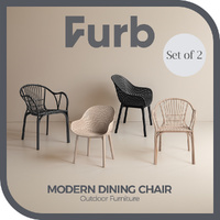 Furb 2PC Outdoor Dining Chair Lounge Chair Patio Furniture Garden Black/Camel