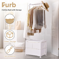 Furb Clothes Rack Coat Stand 160cm Metal Garment Rack W/ Storage