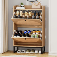 Furb Shoe Cabinet Organiser Storage Rack Flip-up 2 Drawer 12 Pairs Natural