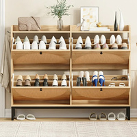 Furb Shoe Cabinet Organiser Storage Rack Flip-up 4 Drawer 24 Pairs Natural