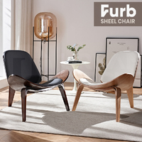 Furb Shell Chair Ash Plywood PU Leather Accent Chair Living Room