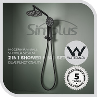 Simplus 8" Rain Shower Head Set Black 2 in 1 Dual Handheld Shower Wall Mounted
