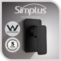 Simplus SS304 Shower Mixer Tap Square Head Bath Tub Wall Mount Watermark Black