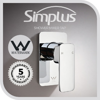 Simplus SS304 Shower Mixer Tap Square Head Bath Tub Wall Mount Watermark Chrome