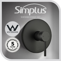 Simplus Brass Shower Mixer Tap Hot Cold Round Bath Shower Mixer Watermark Black