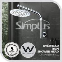 Simplus 8" SS304 Rain Shower Head Set Round Gooseneck Shower Arm Wall Mounted