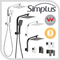 Simplus 8" Rain Shower Head Set Square Single/Dual Handheld Shower Wall Mounted