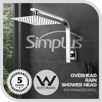 Simplus 8" SS304 Rain Shower Head Set Square Gooseneck Shower Arm Wall Mounted