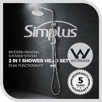 Simplus 8" Rain Shower Head Set Round Gooseneck Shower Arm Wall Mounted Chrome