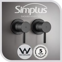 Simplus Dual Shower Mixer Tap Hot Cold Square Bath Shower Mixer Watermark Black