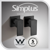Simplus Shower Mixer Tap Hot Cold Square Bath Shower Mixer Watermark Black