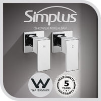 Simplus Shower Mixer Tap Hot Cold Square Bath Shower Mixer Watermark Chrome