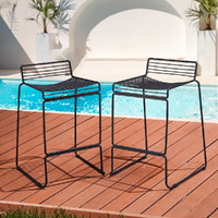 Furb Black Bar Stools Set of 2 Metal Kitchen Dining Chairs Patio Bistro Set