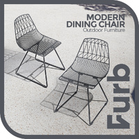 Furb Outdoor Dining Chairs Set of 2 Metal Lounge Chair Patio Garden Furniture