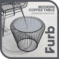 Furb Round Coffee Table Glass Tabletop Metal Frame Outdoor Table Furniture