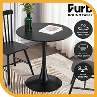 Furb 70cm Dining Table, Round Cafe Reataurent Kitchen Table Black