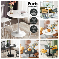 Furb 70cm Dining Table, Round Cafe Reataurent Kitchen Table