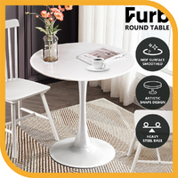 Furb 70cm Dining Table, Round Cafe Reataurent Kitchen Table White